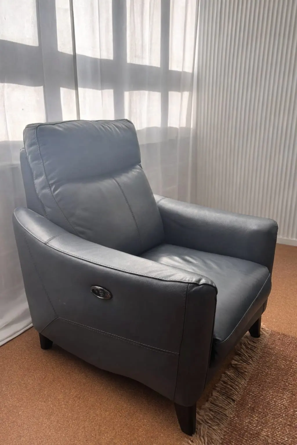 Furniture Village recliner 3 seater sofa and recliner armchair in ocean blue (petit range)