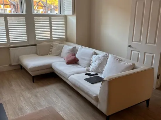 Zientte L-Shaped Corner Sofa: Cream/Off-White