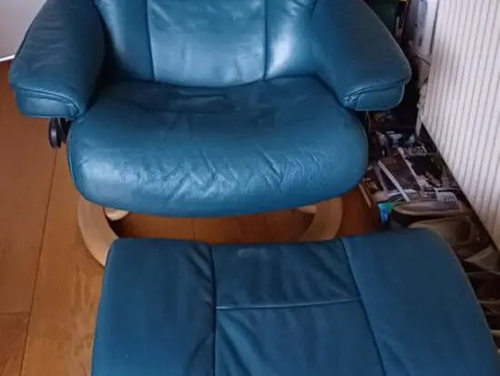 Bespoke leather recliner with footstool