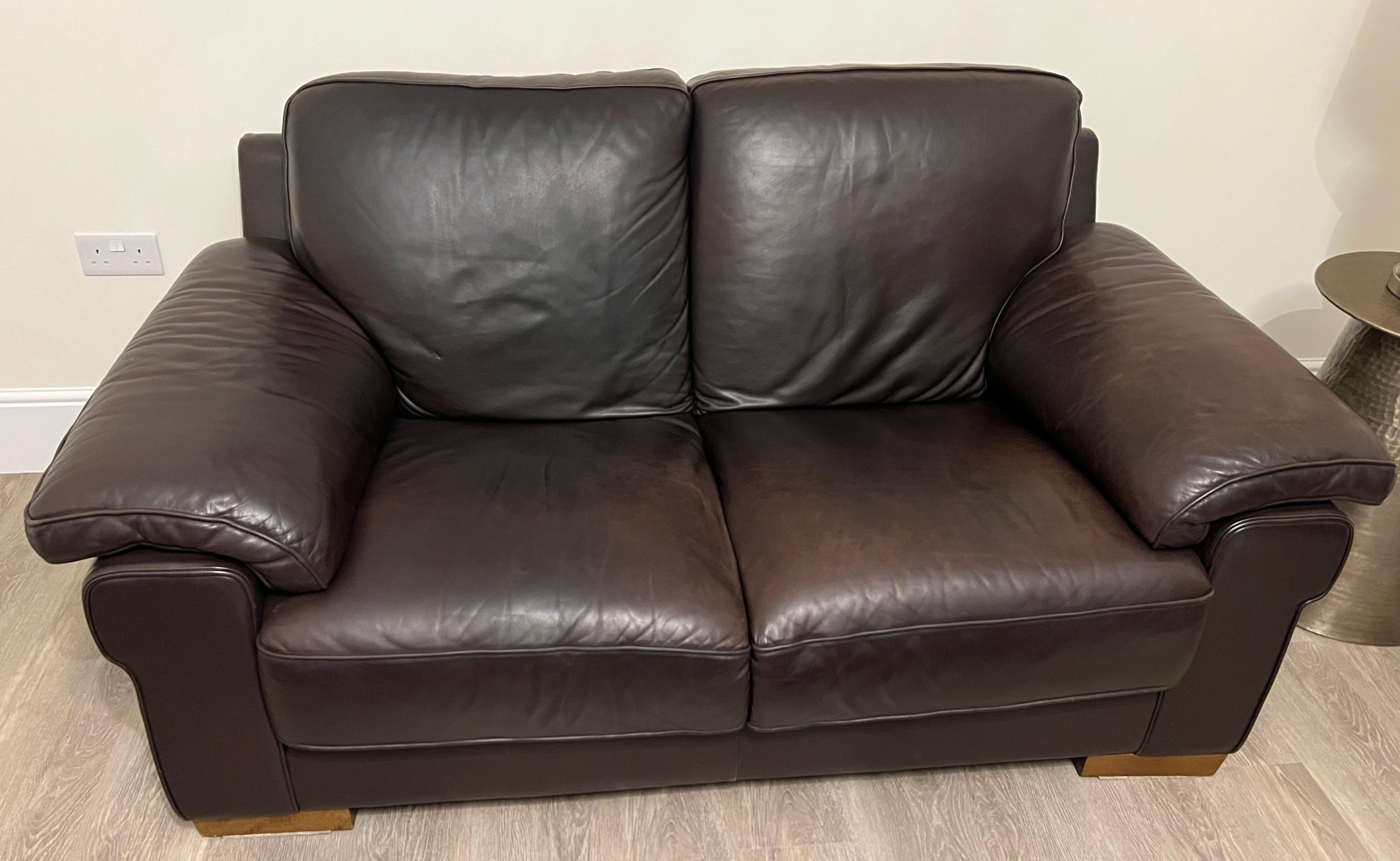 Furniture Village Waldorf Genuine Leather Sofa Set – 2 & 3 Seater, Dark Brown