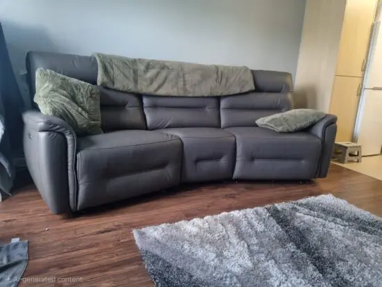 SCS leather electric recliner, grey