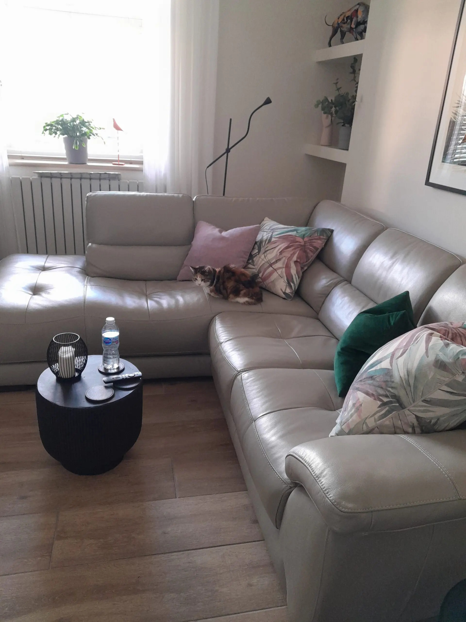 Lefthand chaise leather sofa