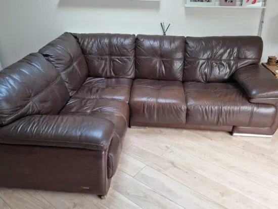 Brown leather 4 seater corner sofa