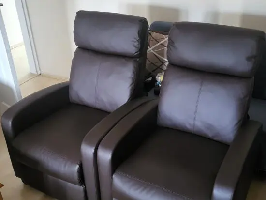 2 Matching Brown Leather Armchairs – Hardly Used, Bargain Price