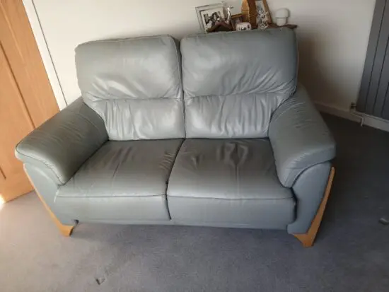 Ercol Enna Grey Leather Medium 2 Seater Settee