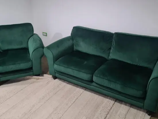 DFS Forest Green Evelyn 3 Seater Sofa & Armchair