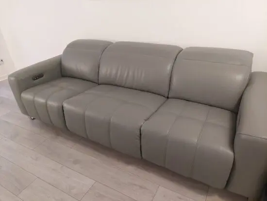 Marvella Trusty Sheen Leather Granite Teal 3 seater recliner