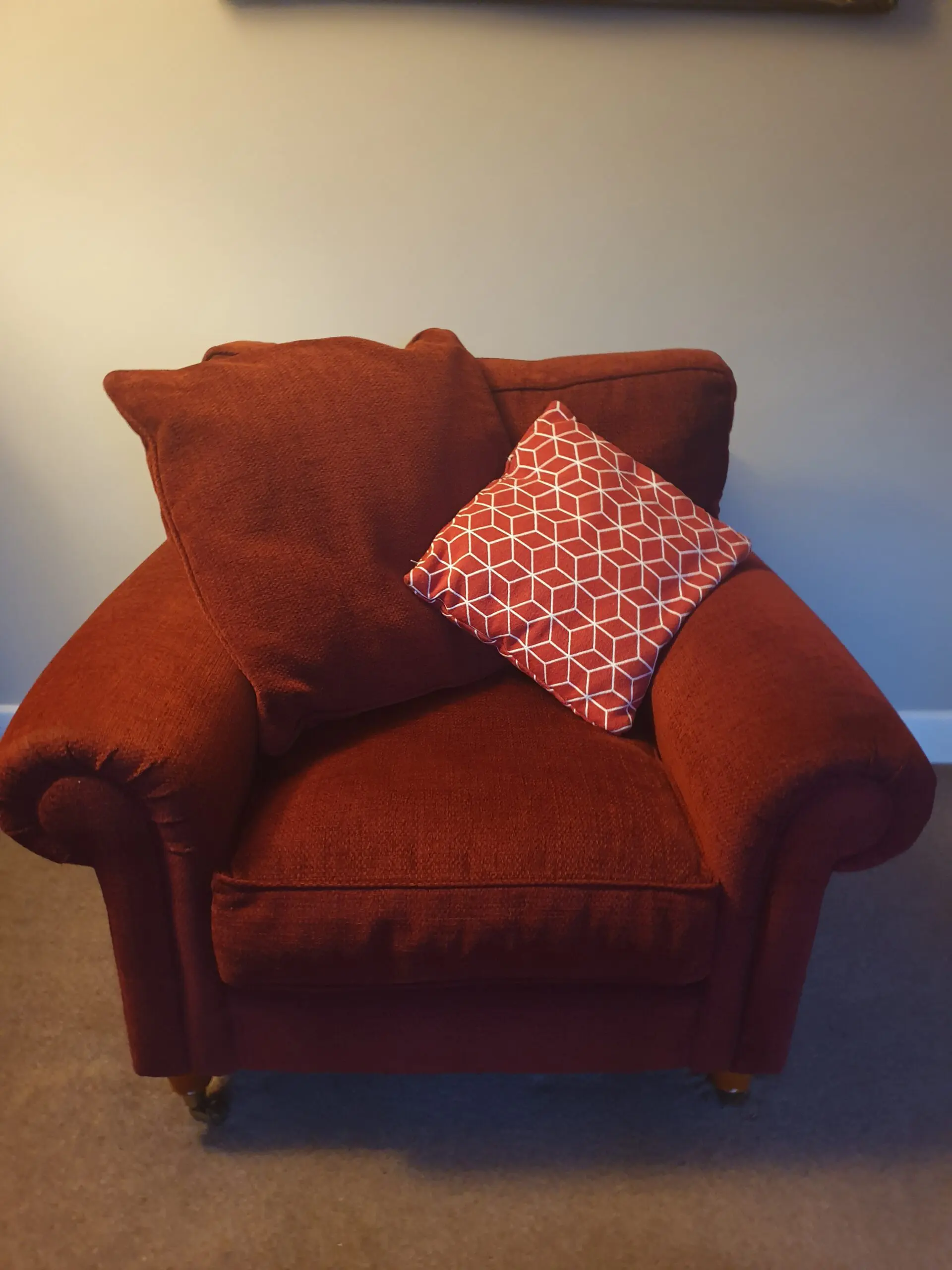 Beautiful bespoke Laura Ashley Red 3 Piece Sofa Set
