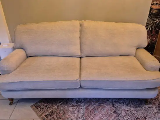 Laura Ashley Lynden Large 3 Seater Sofa, Teak Leg, Wooton Natural