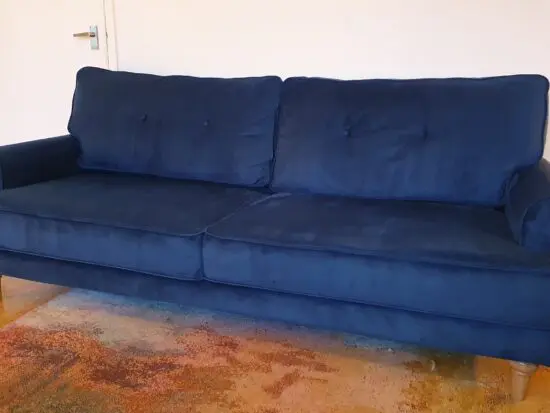 Habitat Vienna 3 seater blue velvet sofa