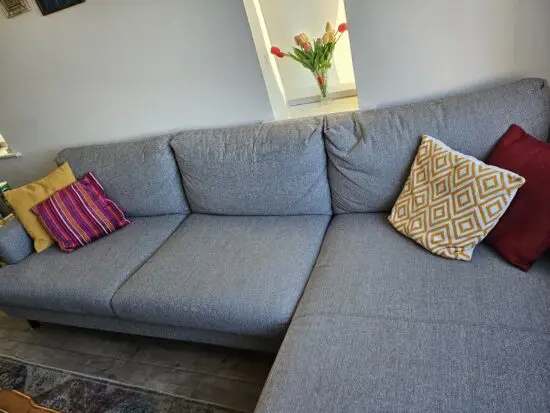 Gray L shape corner sofa
