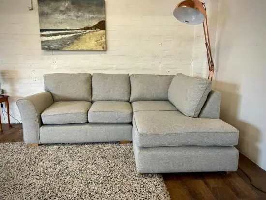 Next Beige L Shape Corner Sofa With High Back Cushions For Sale