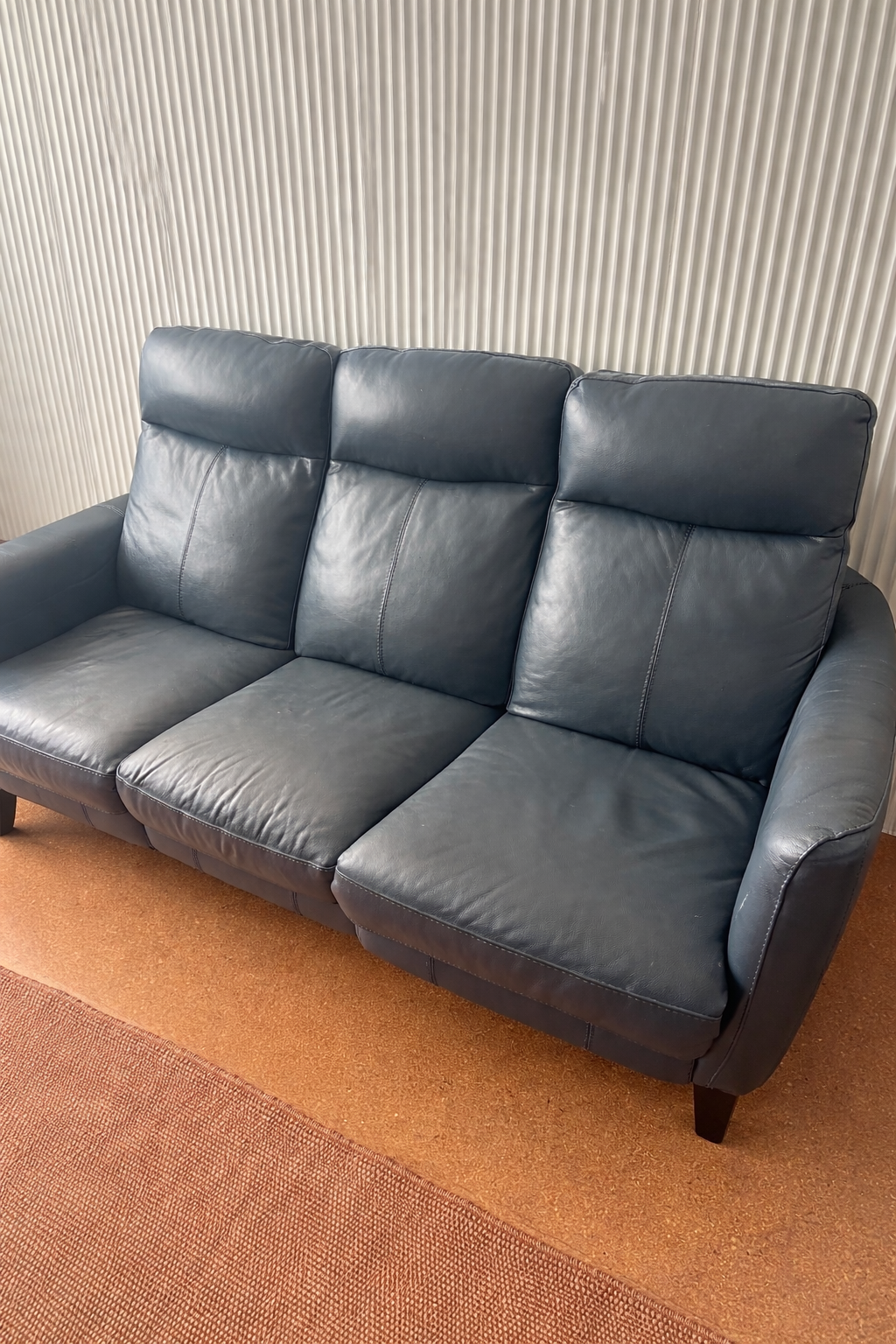 Furniture Village recliner 3 seater sofa and recliner armchair in ocean blue (petit range)