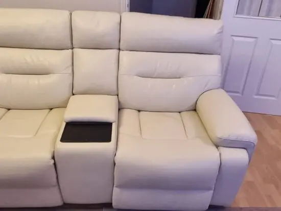 furniture village cinemax media 2 seater console sofa in leather ivory colour