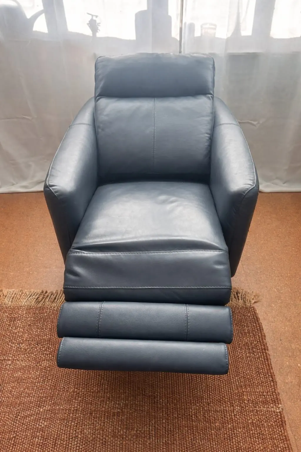 Furniture Village recliner 3 seater sofa and recliner armchair in ocean blue (petit range)