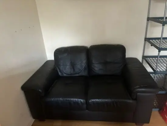 Black 2-Seater Faux Leather Sofa