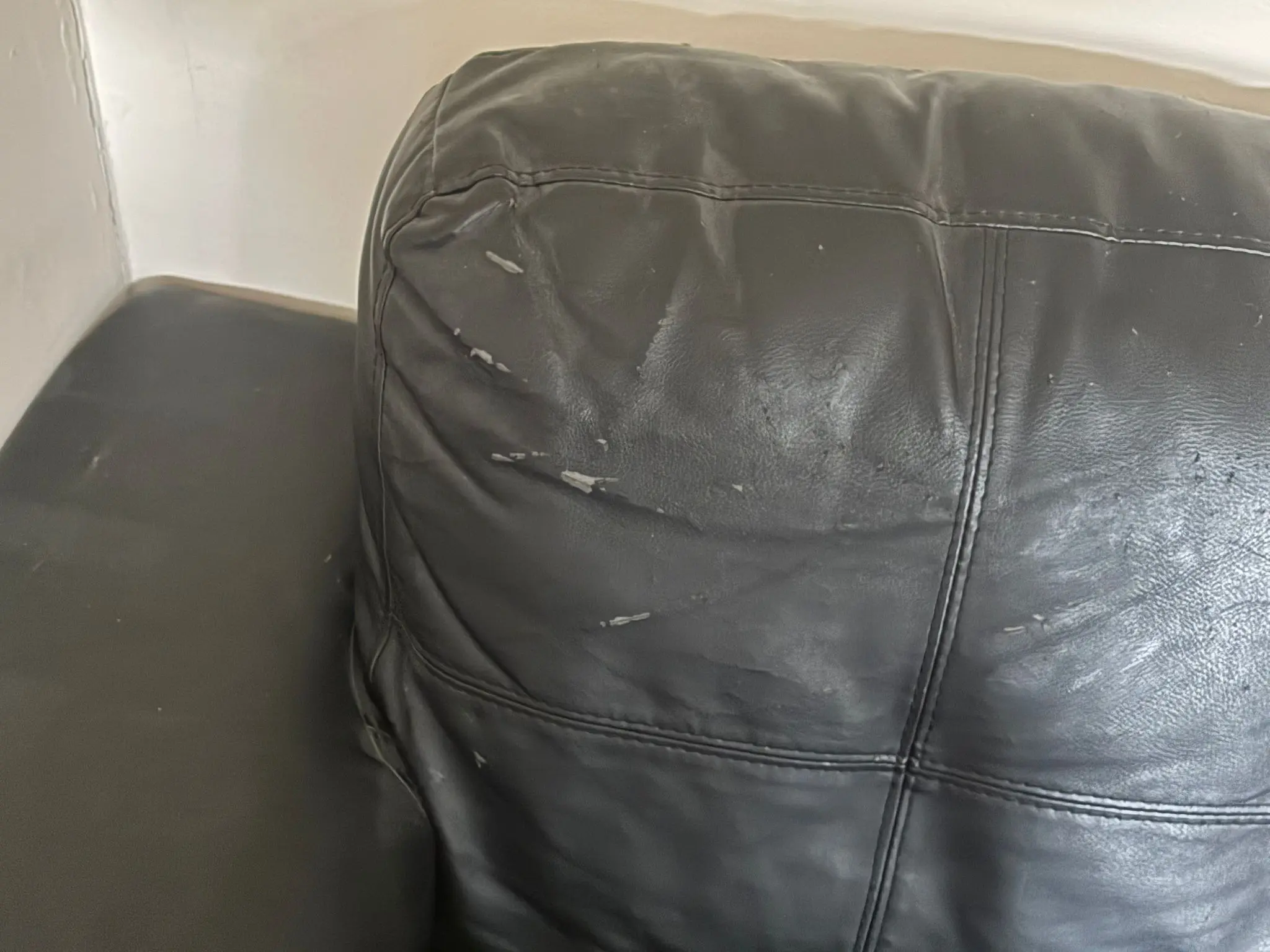 Black 2-Seater Faux Leather Sofa