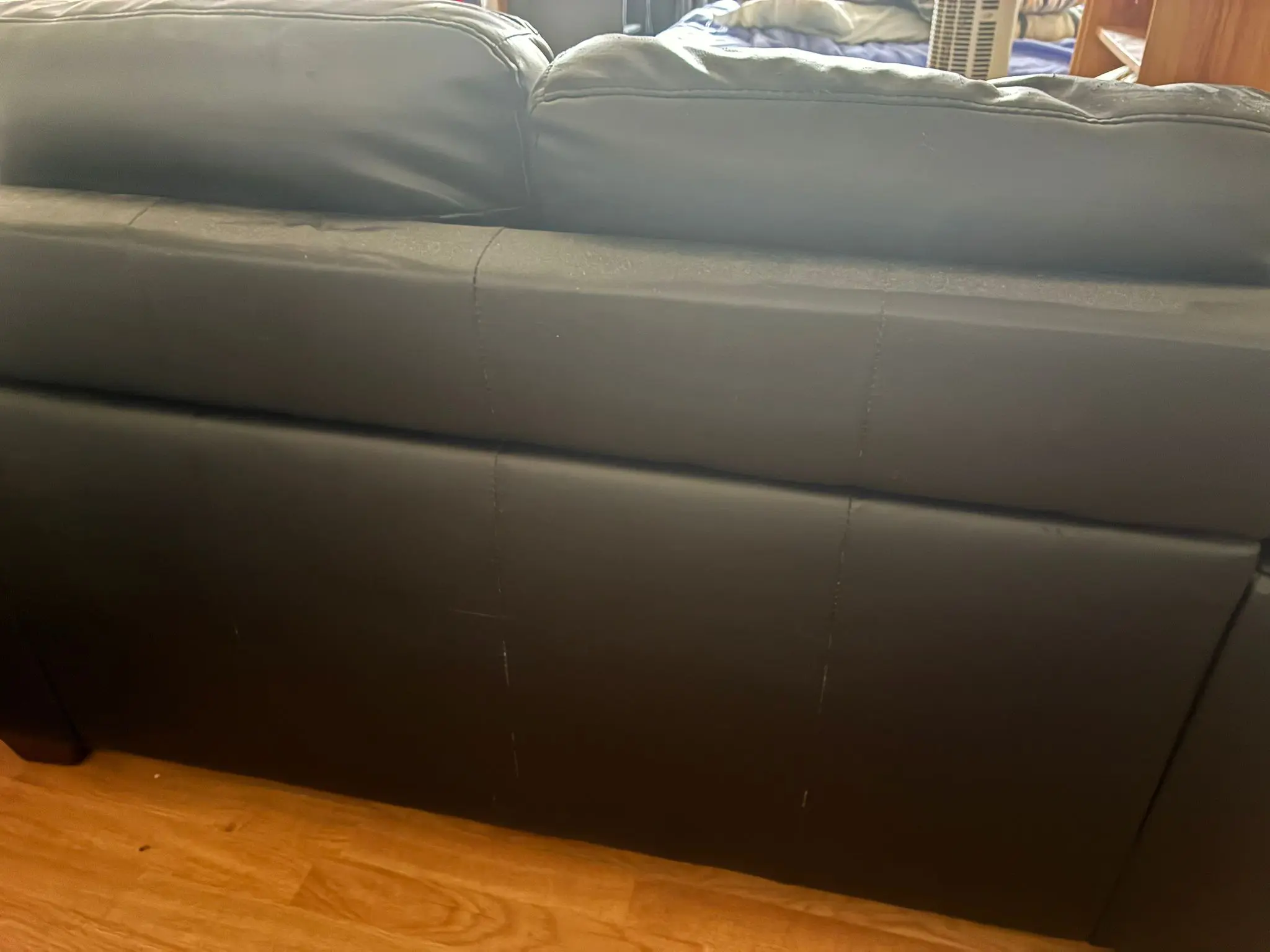 Black 2-Seater Faux Leather Sofa