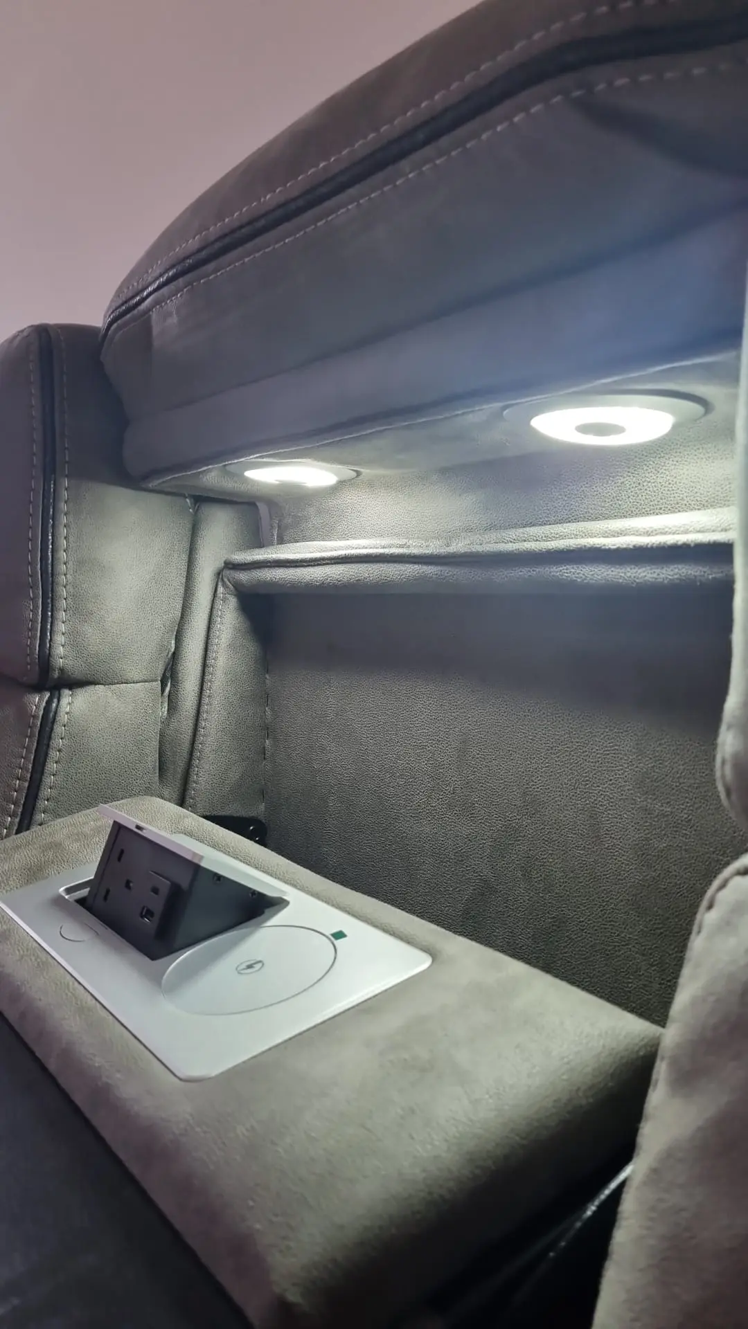 The tuscany 3 + 1 cinema style suite ,fully electric reclining. Like new . Massage + vibration function on chair