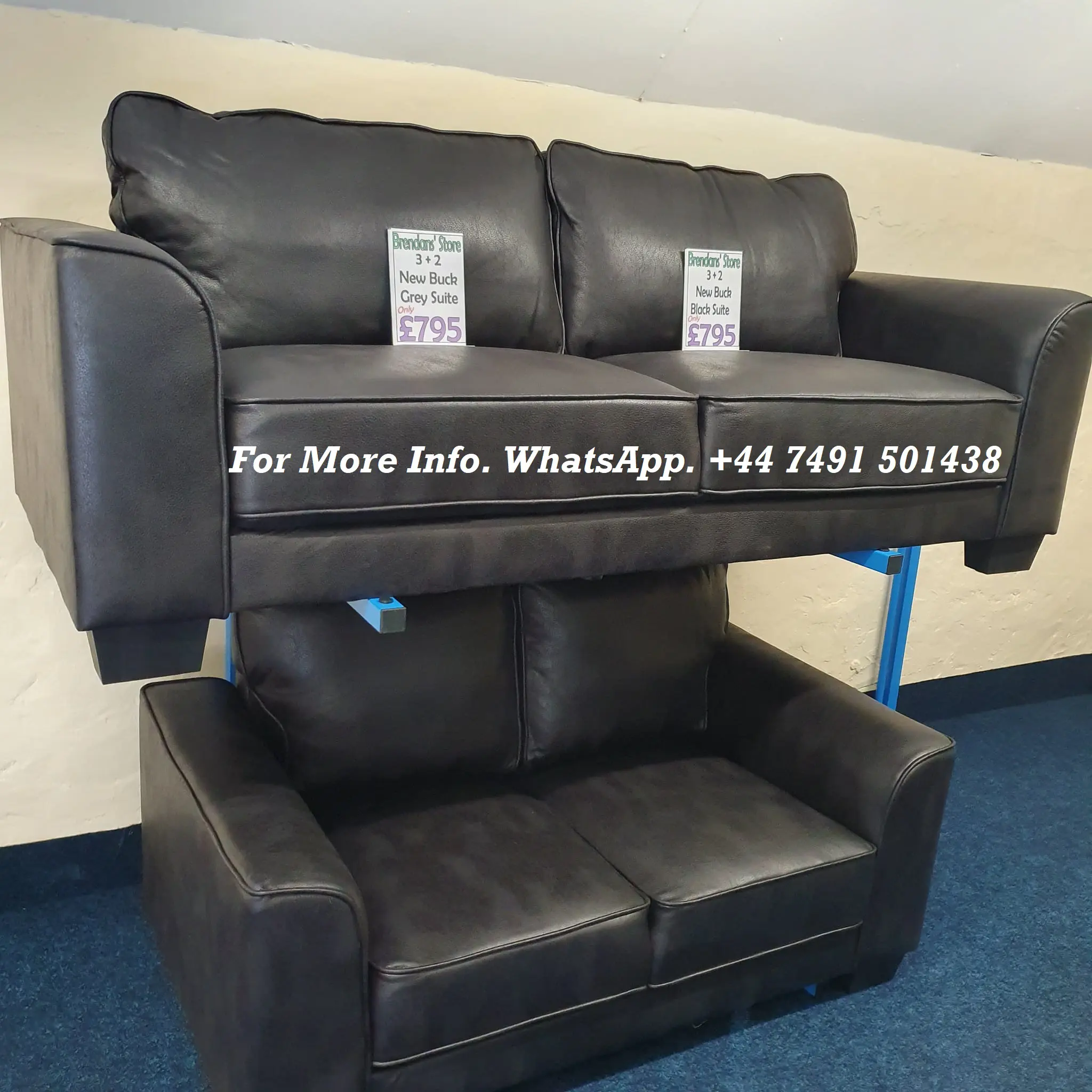 30% Off Leather 3+2 Loveseat For Sale