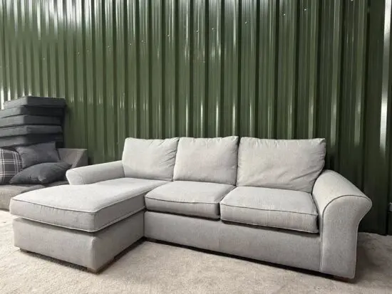 Next Beige L Shape Corner Sofa With Chaise Lounge For Sale