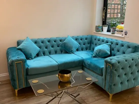 M&H Living Blue Corner Sofa