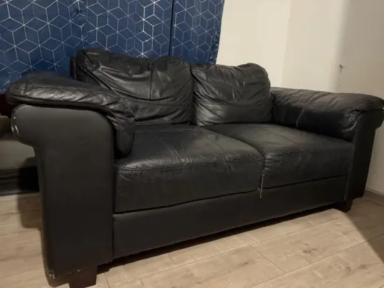 Black 2 seater leather sofa