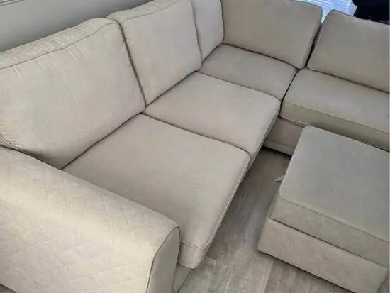 Dfs Orka Range Upholstered in a Cream Fabric Sofa With Footstool For Sale