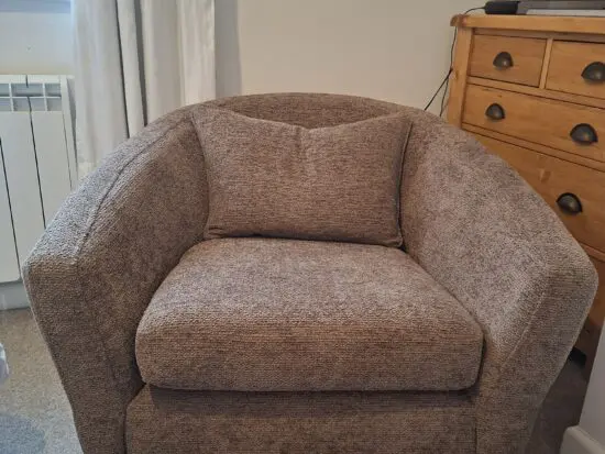 Dfs brown corner swivel chair ada