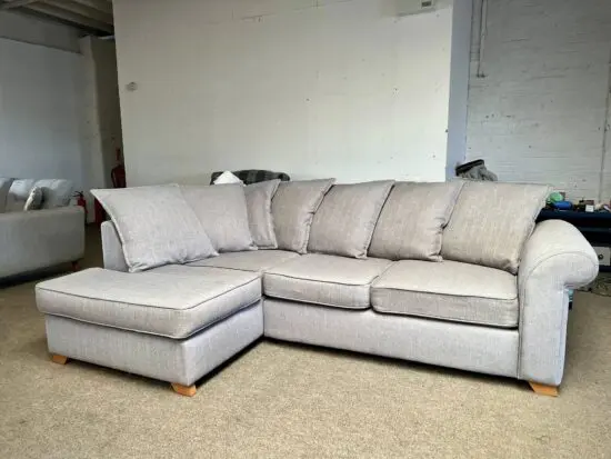 Next Beige L Shape Corner Sofa With High Back Cushions For Sale
