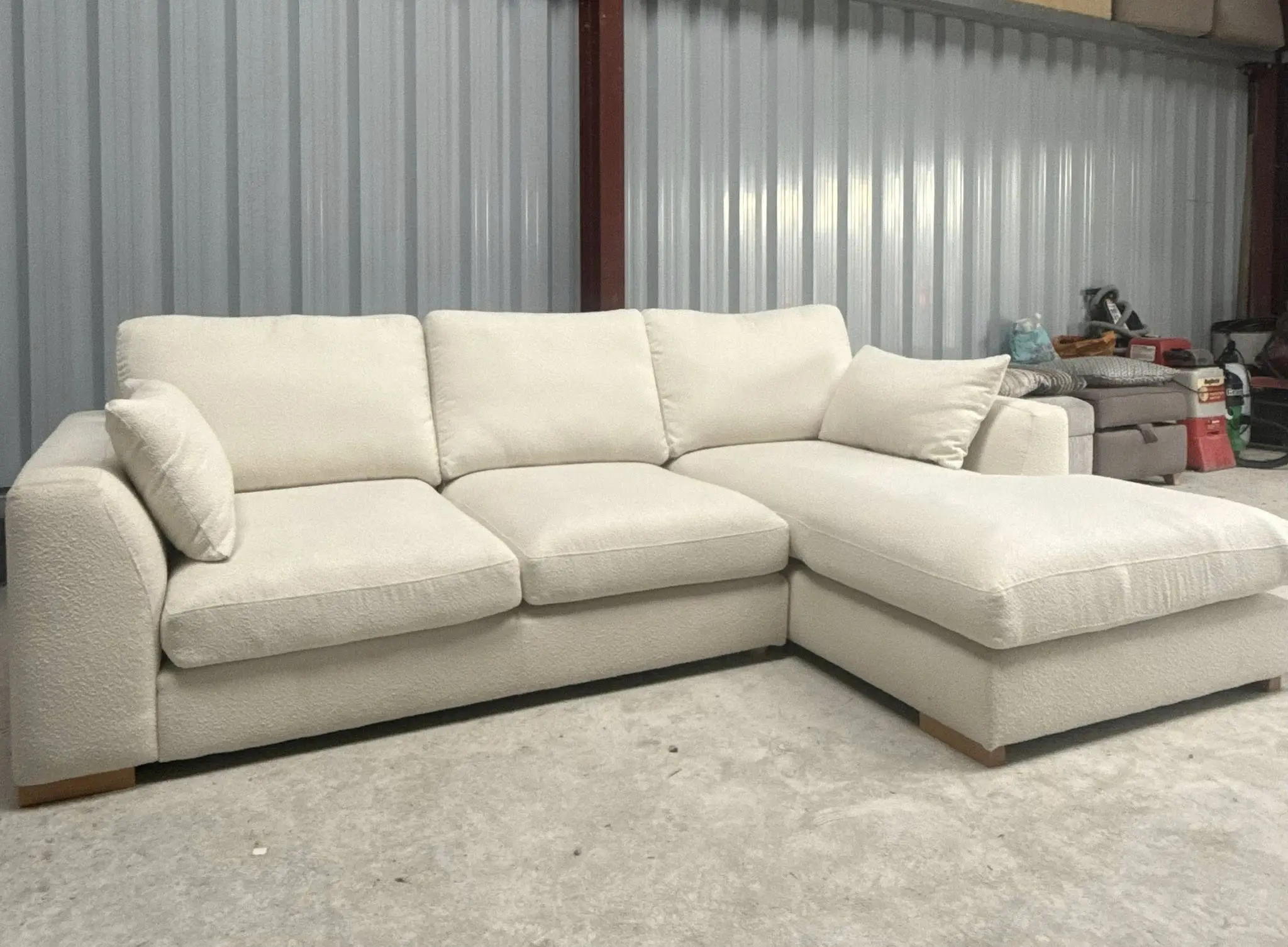 John Lewis beige L Shape Corner Sofa With High Back Cushions For Sale/