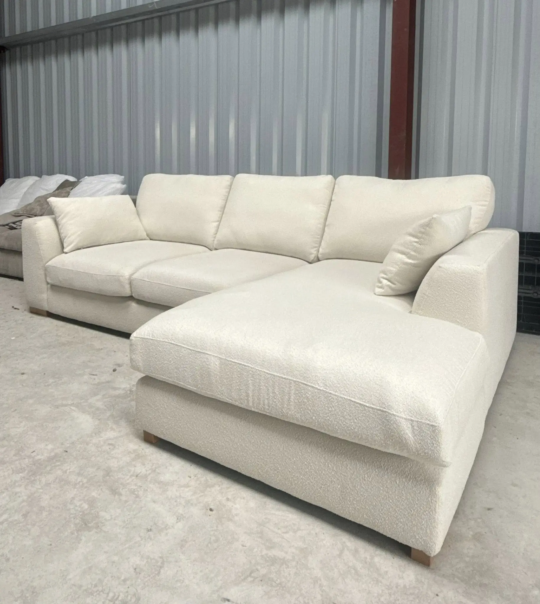 John Lewis beige L Shape Corner Sofa With High Back Cushions For Sale/