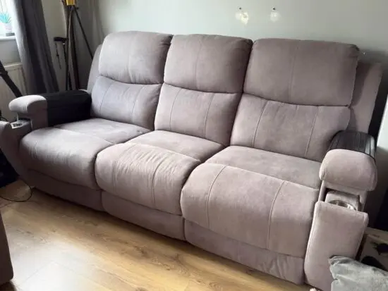 Grey 3 Seater Manual Recliner