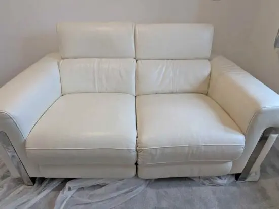 Sofology Off-White Leather Electric Two-Seat Recliner