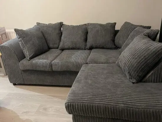 Grey Jumbo Cord Corner Sofa