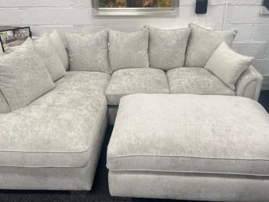 NEXT Beige L Shaped Corner Sofa With Footstool
