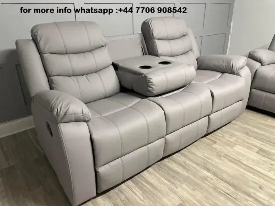 DFS GREY LEATHER RECLINER 3+2 SEATER SOFA SET