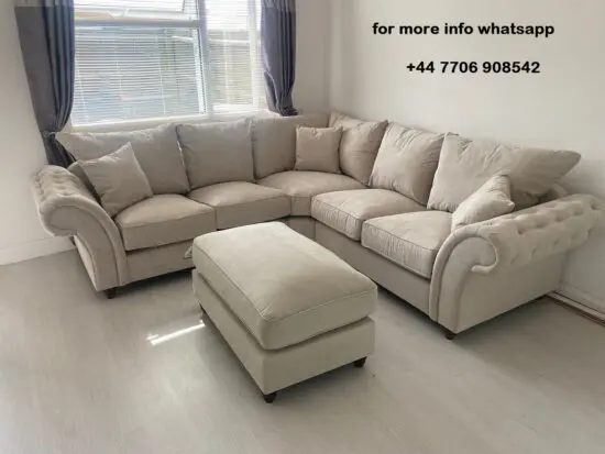 DFS 5x Seater Chesterfield Corner Sofa Cream Colour