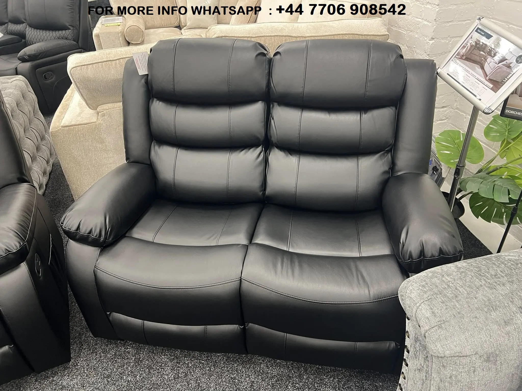 DFS 3x Seater & 2x Seater Leather Back Recliner Sofa Set