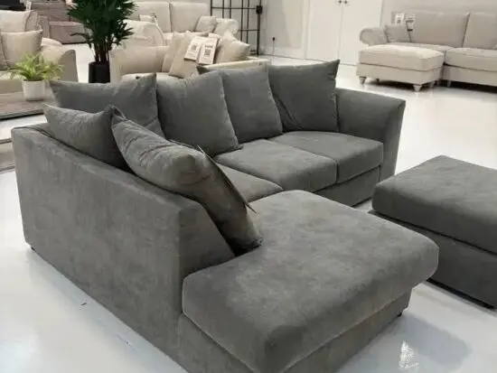 Sofa Club Grey L Shaped Corner Sofa With High Back Cushions