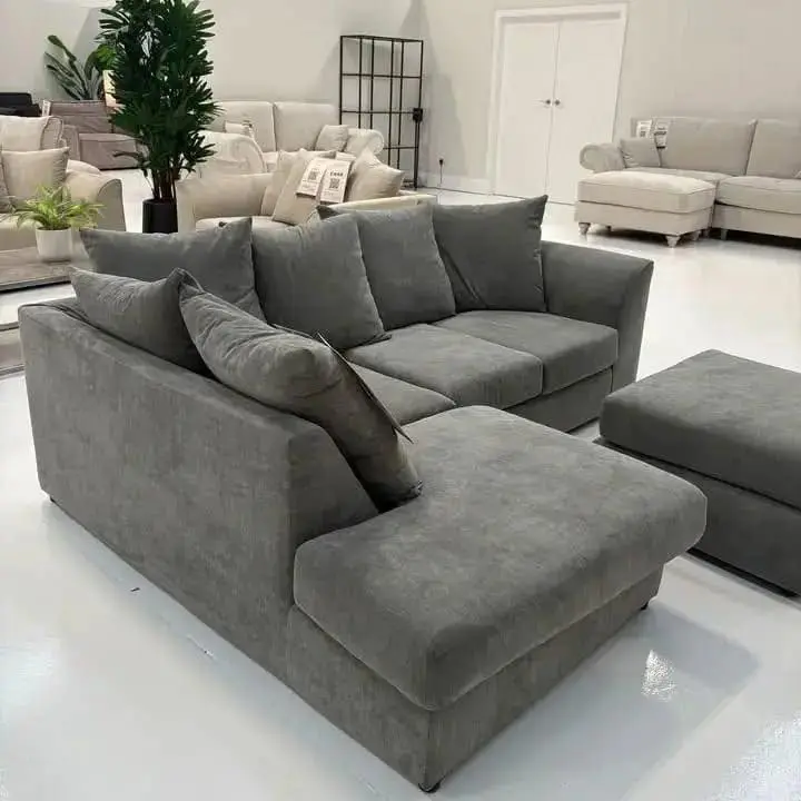 Sofa Club Grey L Shaped Corner Sofa With High Back Cushions