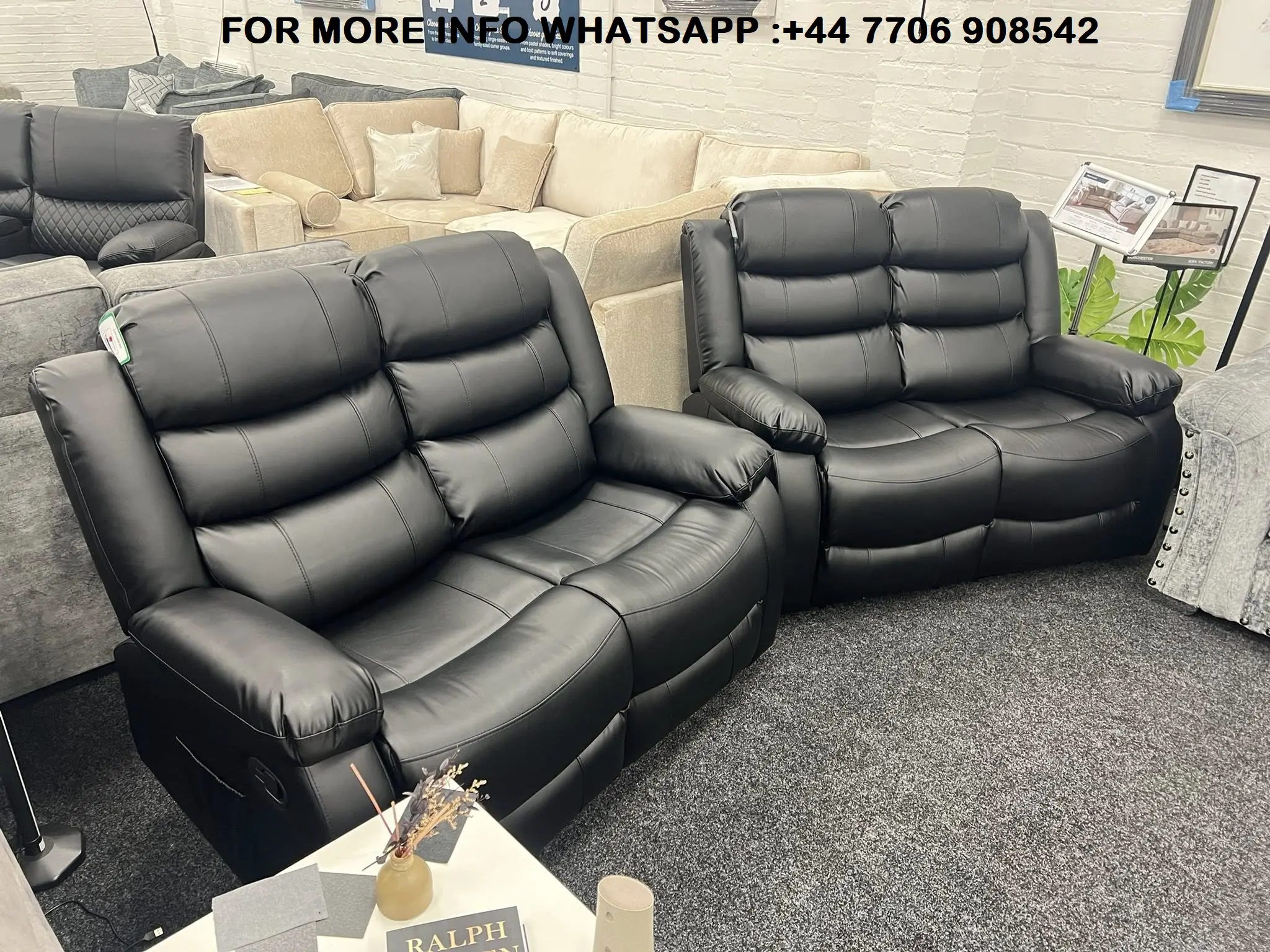 DFS 3x Seater & 2x Seater Leather Back Recliner Sofa Set