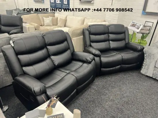 DFS 3x Seater & 2x Seater Leather Back Recliner Sofa Set