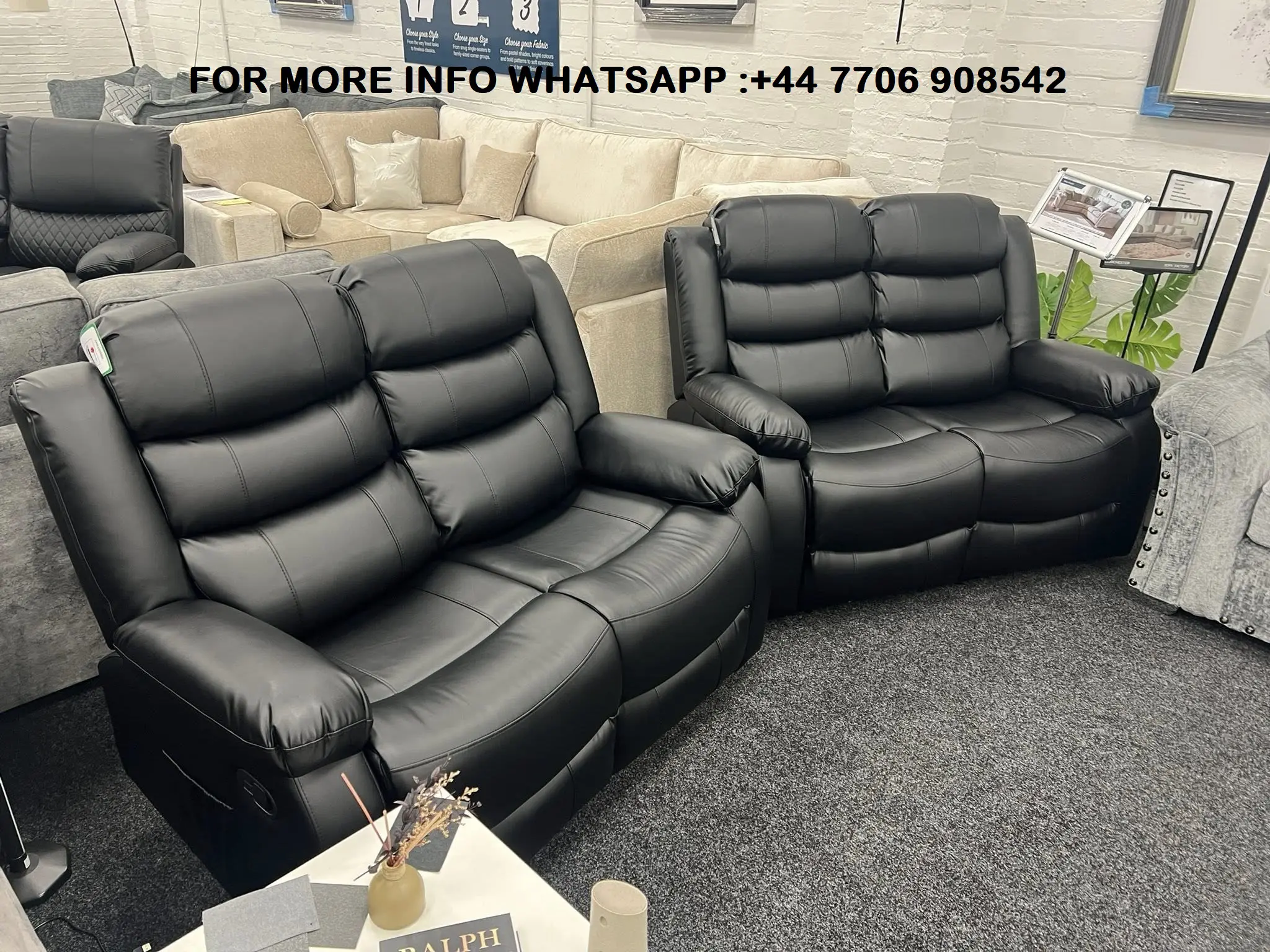 DFS 3x Seater & 2x Seater Leather Back Recliner Sofa Set