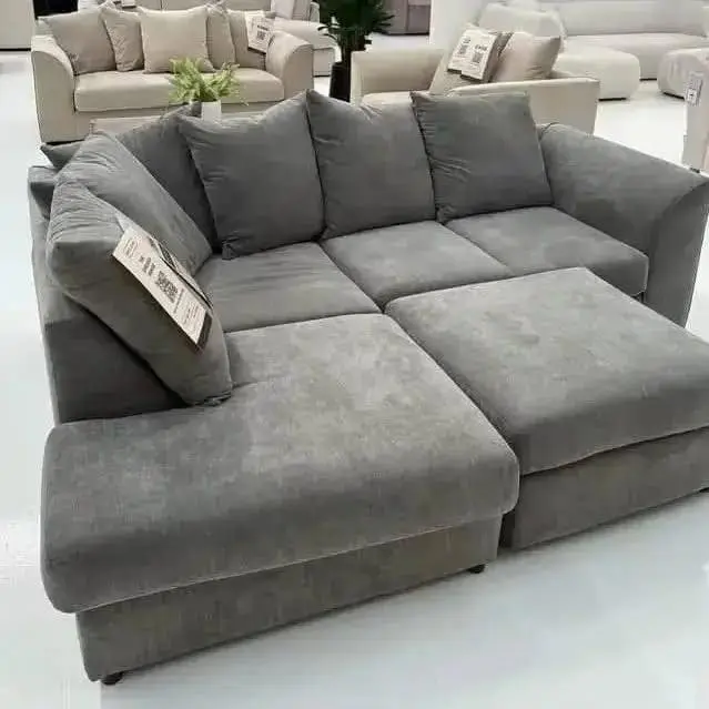 Sofa Club Grey L Shaped Corner Sofa With High Back Cushions