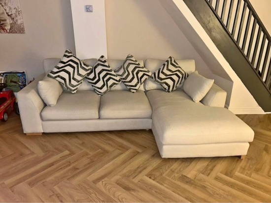 John Lewis Beige L Shape Corner Sofa With Lounge Chaise For Sale