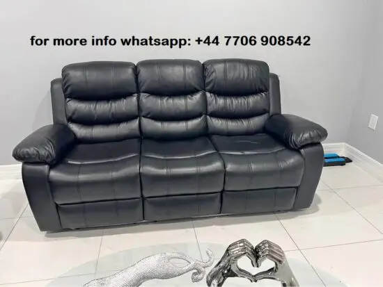 DFS BLACK LEATHER RECLINER 3+2 SEATER SOFA SET