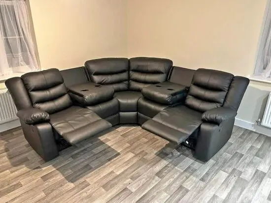 Almost New Leather Recliner Corner Sofa With Assembly