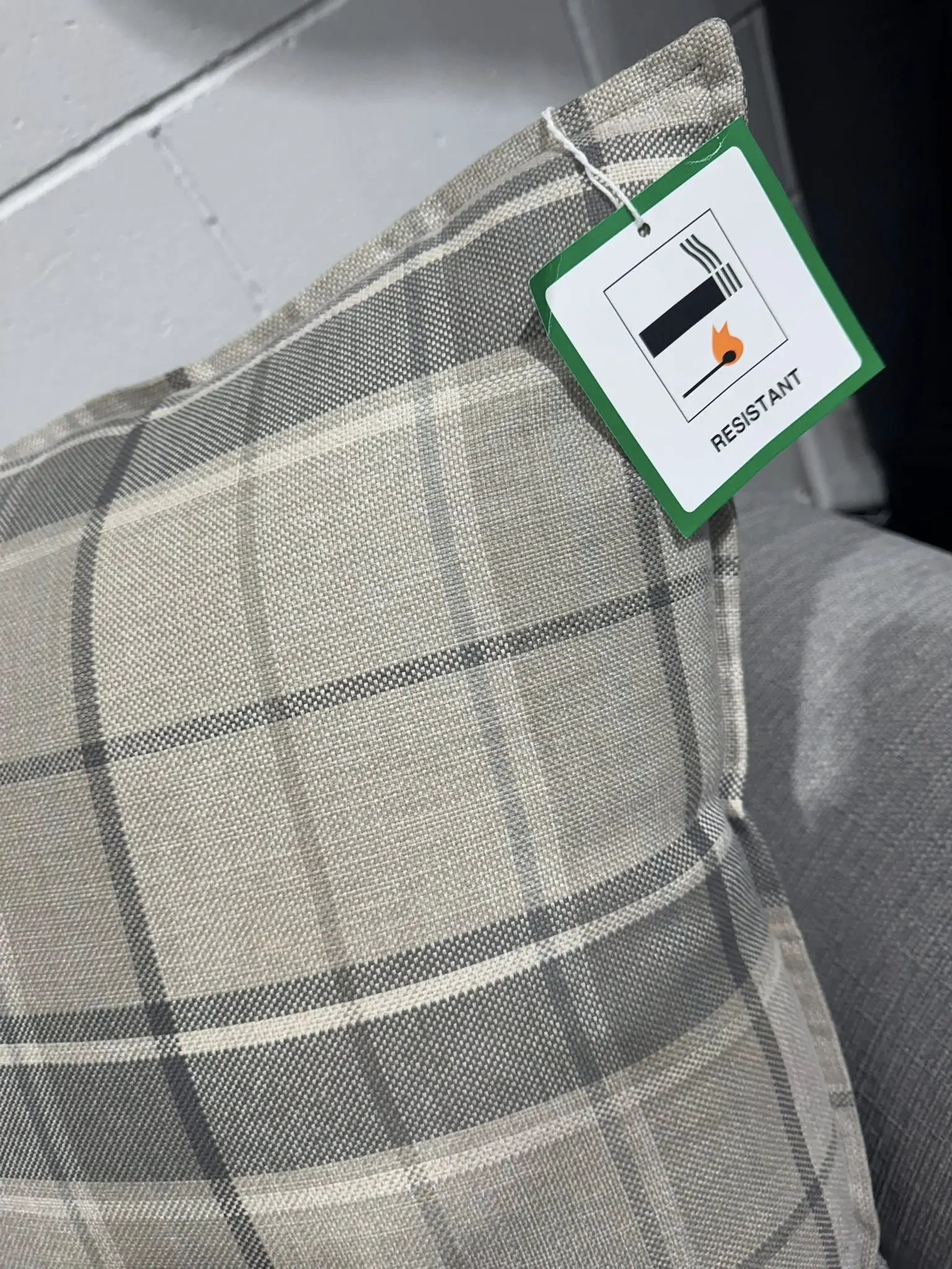 DFS Light Grey L Shape Corner Sofa With Pattern Cushions