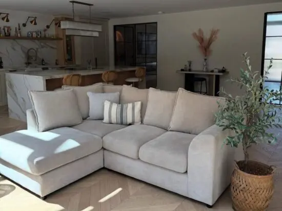 Sofa Club Beige L Shaped Corner Sofa With High Back Cushions